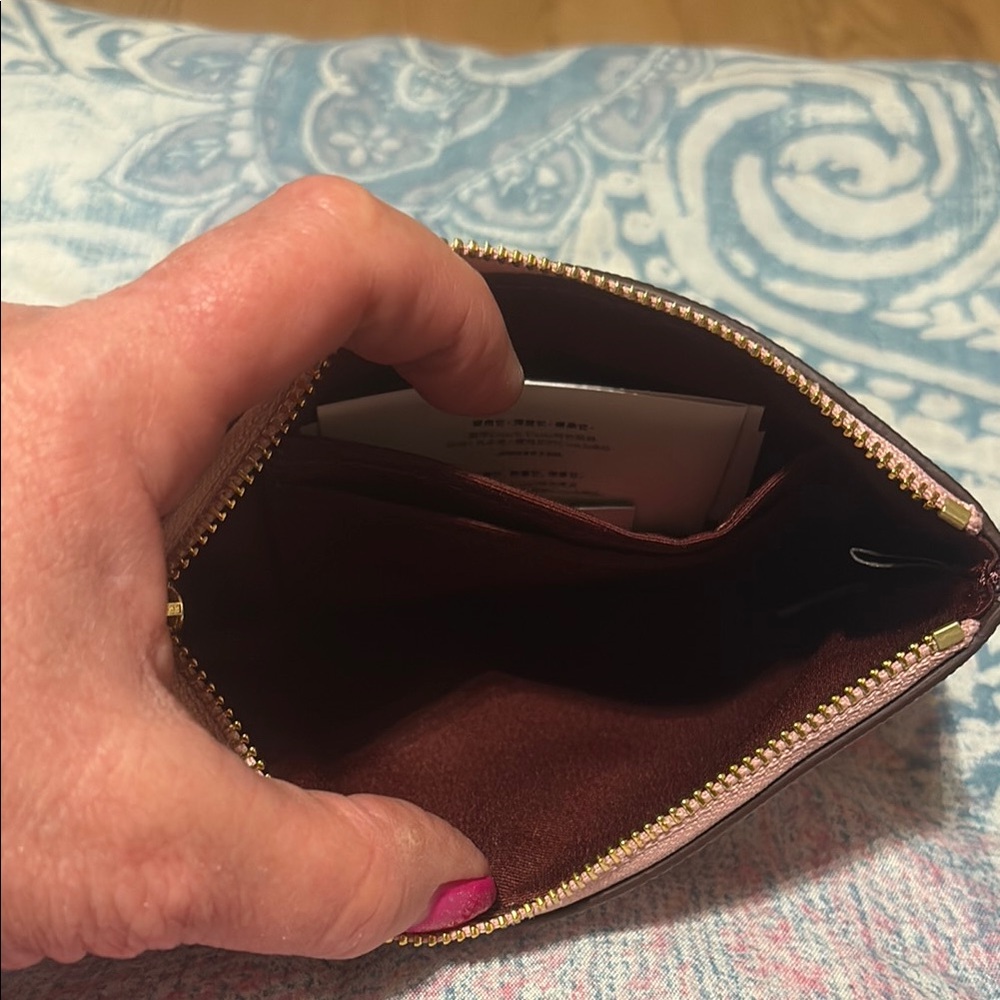 Coach Powder Pink Leather Wristlet - Picture 3 of 5